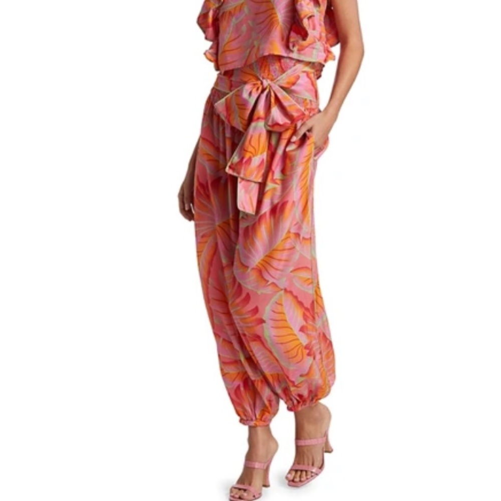 Farm Rio NWT! Bright Forest Smocked Waist Pants XL